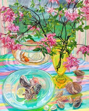  JF Pintura Art%C3%ADstica - flores concha pez dorado realismo JF bodegón